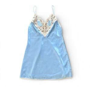 Vintage Wendy Ann Lingerie Slip Dress Light Blue - Medium